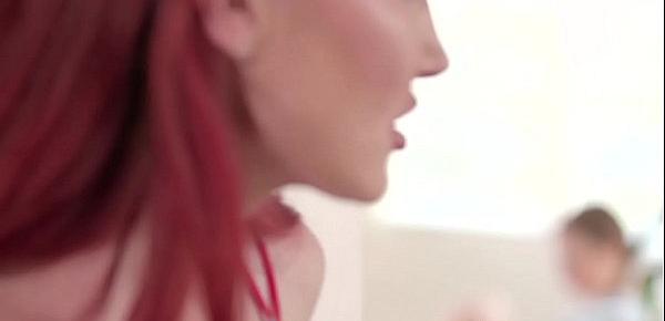  Redhead MILF stepmom and her teen satisfied each other